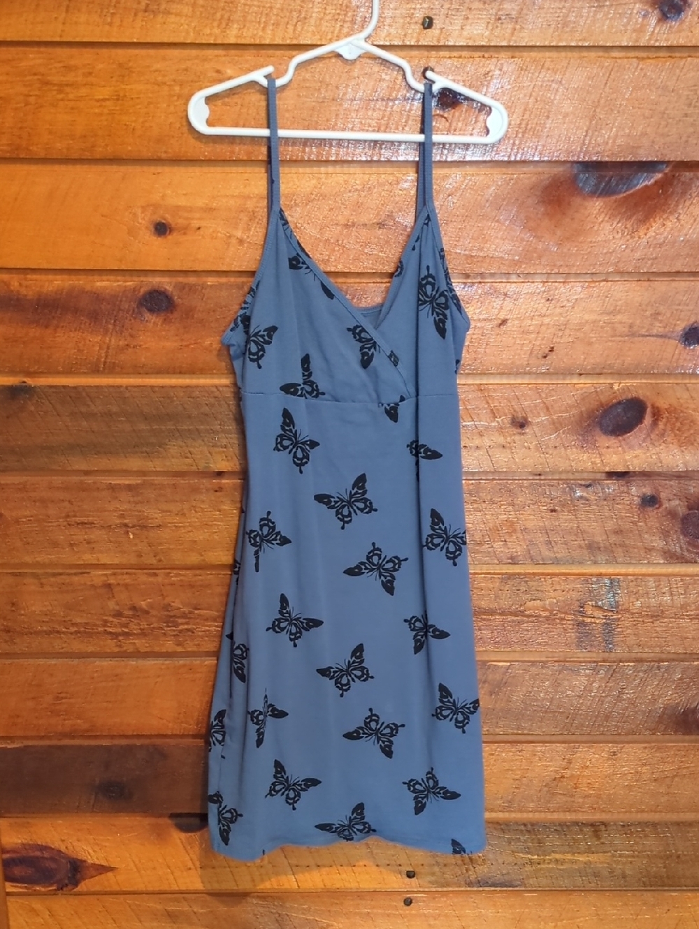 Wild Fable Blue Slip Dress with Black Butterfly Print